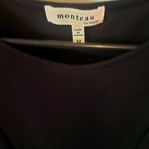 MONTEAU LOS ANGELES BLACK BLOUSE TAILED BACK